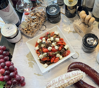 Greek Salad with Baby Tomatoes, Feta & Carob Rusks