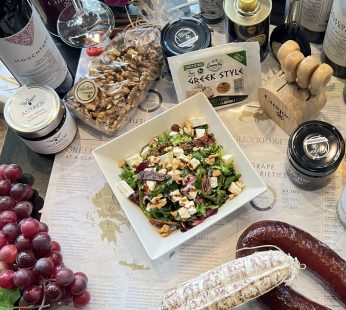 Green Salad with Greek Style Vegan Cheese, Figs, and Walnuts