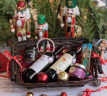 Straw Basket with 2 Aged Red Wines