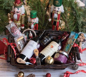 Straw Basket with 2 Aged Red Wines & Deli