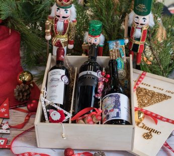 Wooden Box with 3 Wines